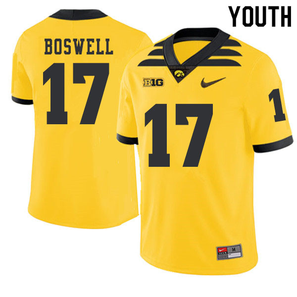 2019 Youth #17 Cedric Boswell Iowa Hawkeyes College Football Alternate Jerseys Sale-Gold - Click Image to Close